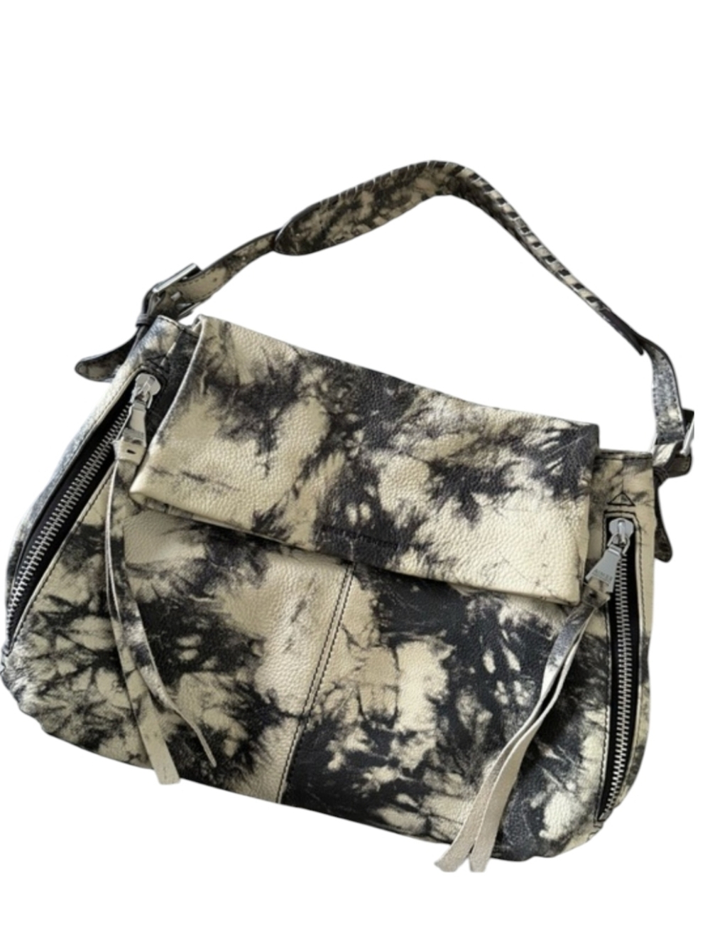 Aimee Kestenberg Vanilla Tie-Dye Black & Cream Hobo Shoulder Bag